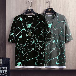 Short-sleeve Map Print T-shirt