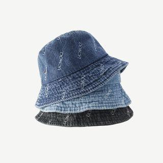 Lettering Chained Denim Bucket Hat