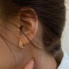 Rhinestone Leaf Mini Hoop Earring 1 Pair - Gold - One Size
