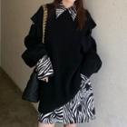 Zebra Print Shirtdress / Ribbed Sweater