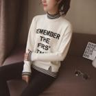 Striped Panel Lettering Sweater