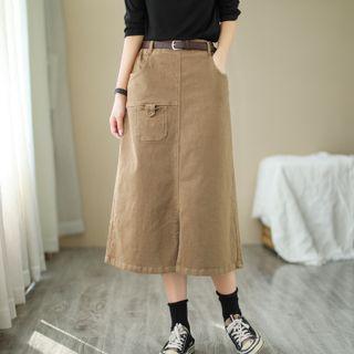 High-waist Split Pocket Midi Skirt