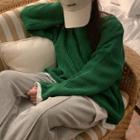 Long-sleeve Plain Knit Top / Long-sleeve Plain T-shirt