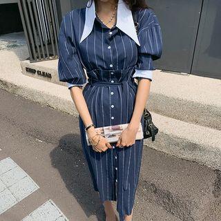 Shirt & Skirt Pinstriped Matching Set