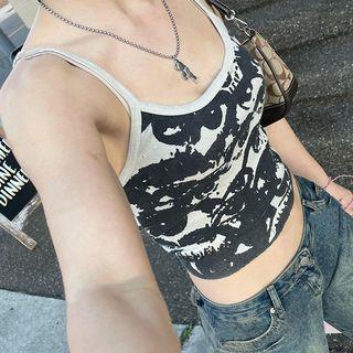 Eye Print Cropped Camisole Top