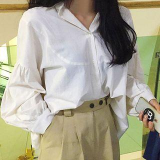 Plain Boxy Shirt Milky White - One Size