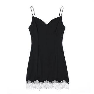 Spaghetti-strap Fringed Mini Sheath Dress