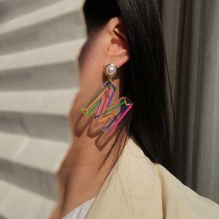 Lettering Acrylic Faux Pearl Dangle Earring