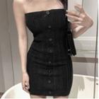 Button-up Knit Tube Dress
