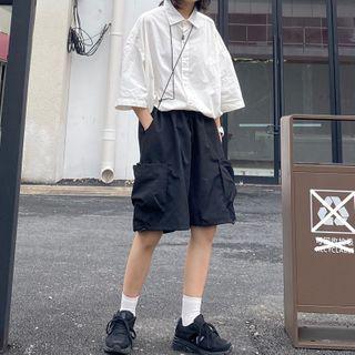 High-waist Side Pocket Straight-cut Shorts