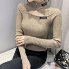 Long-sleeve High-neck Cut-out Knit Top