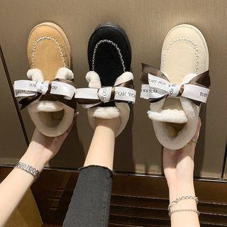 Bow Accent Fluffy Ankle Boots