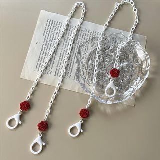 Rose Face Mask Chain Mask Chain -rose-white + Red - One Size