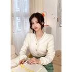 Lace-trim Bead-button Cardigan