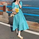 Square-neck Short-sleeve Bow Maxi Dress