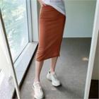 Ribbed H-line Midi Skirt