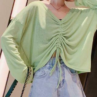 Drawstring Long-sleeve Oversize T-shirt