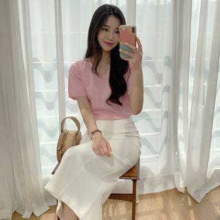Seam-trim H-line Long Skirt