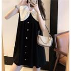 Sleeveless Bow Button-up Mini Dress