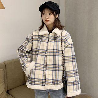 Long-sleeve Plaid Cropped Cardigan