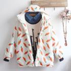 Carrot Print Hooded Padded Jacket As Sgown In Figure - One Size