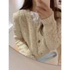 V-neck Cable-knit Cropped Cardigan