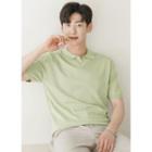 Open-placket Knit Polo Shirt In 11 Colors