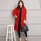 Embroidered Long Woolen Coat