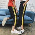Couple Matching Contrast Trim Wide Leg Cropped Pants