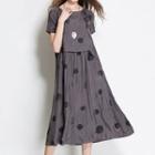 Polka Dot Short-sleeve A-line Midi Dress