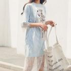 Picture-print Lace T-shirt Dress