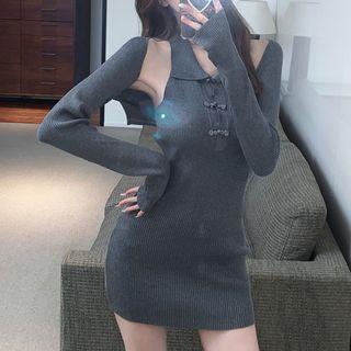 Set : Sleeveless Knit Mini Polo Dress + Long-sleeve Shrug