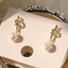 Alloy Star Faux Pearl Dangle Earring 1 Pair - As Shown In Figure - One Size