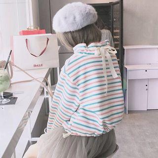 Bow Accent Striped Pullover