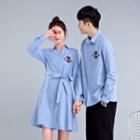 Couple Matching Embroidered Shirt / Long-sleeve A-line Dress