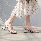 Genuine Leather Toe Loop Block-heel Sandals