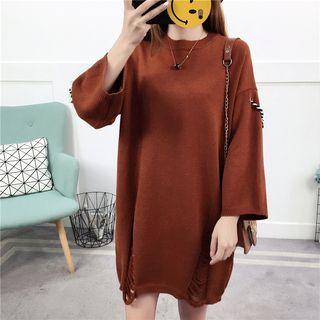Distressed Long Sleeve Knit Dress
