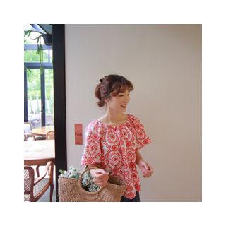 Band-neckline Embroidered Top