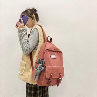 Set: Applique Buckled Backpack + Bag Charm