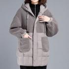 Faux-shearling Panel Hooded Padded Coat