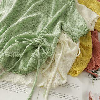 Drawstring Light Knit Top In 5 Colors