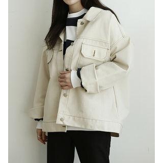 Buttoned Boxy-fit Cotton Trucker Jacket