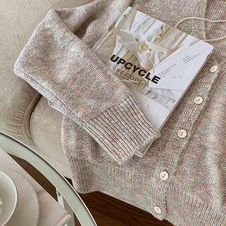 V-neck M Lange Cardigan Rainbow - One Size