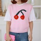 Cherry Jacquard Knit Vest