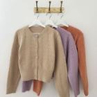 Crew-neck Colored Punched Cardigan