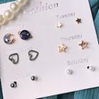 Set Of 6 Pairs: Ear Stud 0007a - Set Of 6 - One Size