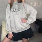 Cold-shoulder Print Long-sleeve Hoodie