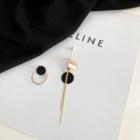 Non-matching Metal & Faux Pearl Dangle Earring Silver Needle - Gold & Black - One Size