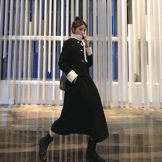 Double-breasted Jacket / A-line Midi Skirt