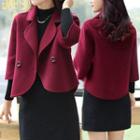 Double-breasted Cropped Woolen Jacket